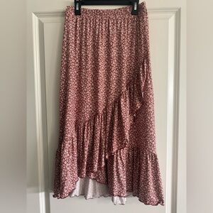 Floral Ruffle Midi Skirt size small